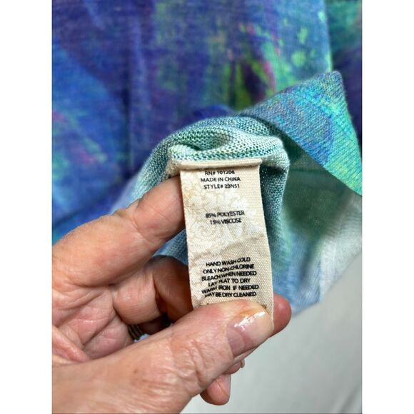 Soft Surroundings Painterly Artsy Print Tunic | V-Neck Lightweight Stretch Top S - Picture 9 of 9